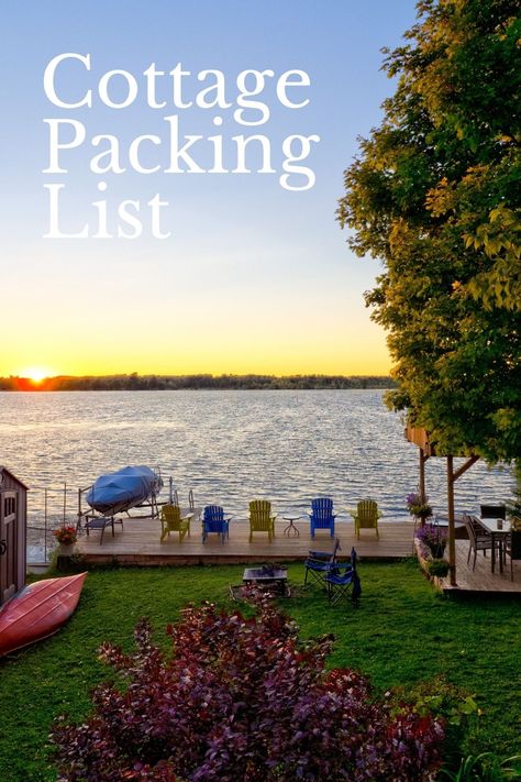 A must-have cottage packing list that is good all year round and covers everything from kitchen gear, entertainment, clothes, cleaning kit, first aid, food, tech, and more! #cottage #getaway #wanderlust Packing For The Cottage, Cottage Weekend Packing List, Cottage Packing List, Beach Weekend Packing, Cottage Essentials, Packing List Kids, Weekend Packing List, Cottage Getaway, Europe Travel Essentials