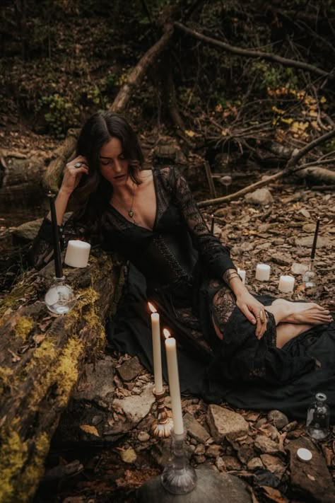 Moody Witchy Photoshoot, Halloween Witchy Photoshoot, Outdoor Witch Photoshoot, Gothic Forest Photoshoot, Witchy Woods Photoshoot, Witchy Water Photoshoot, Forest Jewelry Photoshoot, Witchy Portrait Photography, Witchy Self Portrait