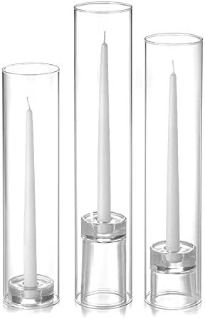 Amazon.com: Yummi Set of 12 Taper Candles, Chimney and Taper Holders - Ivory : Home & Kitchen Yummi Candles, Colored Candles, Dishwasher Pods, Candelabra Centerpiece, Taper Holders, Candle Flames, Taper Candle Holders, Modern Vase, Candle Centerpieces