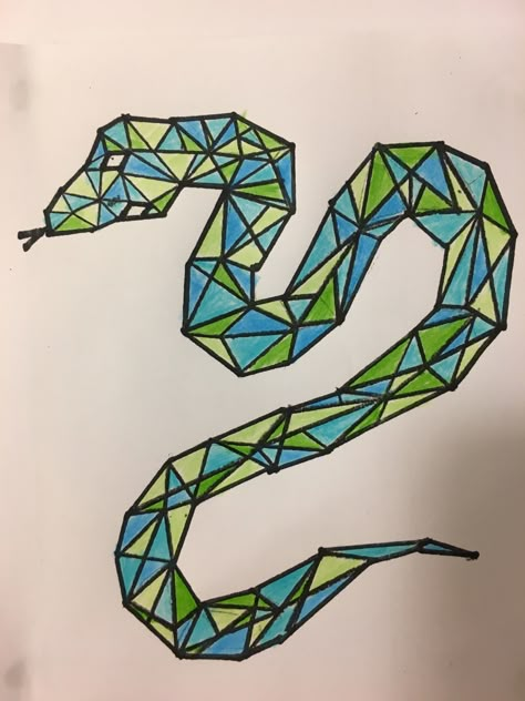 Geometric Snake, Snake Drawing, Triangle Shape, Snakes, Art Ideas, Embroidery, Tattoos, Drawings, Quick Saves