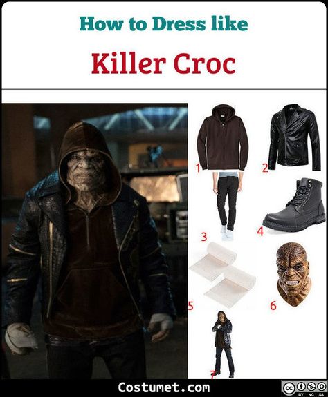 Croc Costume, Dc Suicidesquad, Movies Scary, Killer Croc, Villain Costumes, Brown Zip Ups, Costume For Halloween, Brown Hoodie, Dc Villains