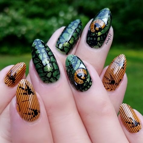 Dinosaur nails 6.24.2017 Dino Nail Designs, Dinosaur Nails Designs, Dinosaur Nail Art, Dino Nails, Dinosaur Nails, Artsy Photography, Awesome Nails, French Tip Acrylic Nails, Design Theme