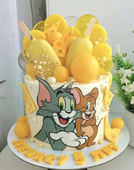 Tom And Jerry Theme Cake, Tom And Jerry Cake Designs, Tom And Jerry Cake Ideas, Tom And Jerry Birthday Cakes, Cartoon Cakes For Kids, Tom And Jerry Party, Tom And Jerry Birthday, Tom And Jerry Cake, Cake Designs For Boy