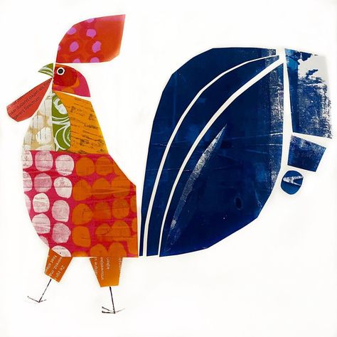 Clare Youngs’s Instagram profile post: “No time today to make any new papers, so it was a good rummage through my scrap boxes for this one. #the100dayproject #collageart…” Clare Youngs, Chicken Painting, Rooster Art, Collage Art Projects, Paper Collage Art, Kids Watercolor, Chicken Art, Chickens And Roosters, Bird Artwork