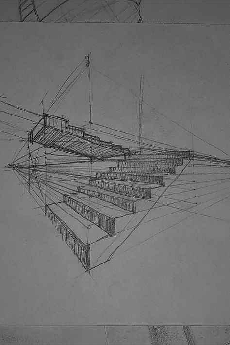 Perspective Drawing Practice, Staircase Drawing, How To Draw Stairs, Ap Drawing, Drawing Exercises, Perspective Art, Perspective Drawing, Drawing Practice, Design Case