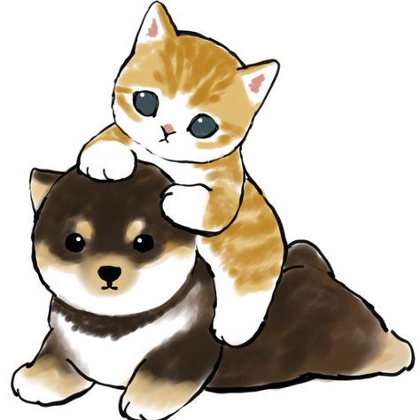 Cat And Dog Drawing, Mofu Sand, Kitten Drawing, Puppy Drawing, Kitten Art, Cute Cat Drawing, Animal Doodles, Kitty Drawing, Puppies And Kitties