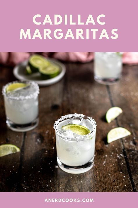 These Cadillac Margaritas are sweet, sour, and made with top shelf liquor. They are like the margaritas that you know and love, but just a little bit more delicious. Cadillac Margarita Recipe, Top Shelf Liquor, Home Bar Lounge, Cadillac Margarita, Winter Dinner Ideas, Pomegranate Margarita, Mezcal Margarita, Cranberry Margarita, Mezcal Cocktails