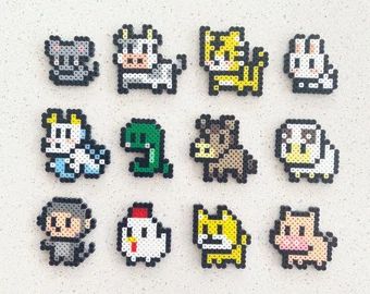 TwinkleTwinkleArtCA - Etsy Small Perler Bead Patterns Minis, Tiny Perler Bead Patterns, Perler Beads Art, Rave Kandi, Mini Animals, Keychain Phone, Easy Perler Beads Ideas, Beads Art, Hamma Beads