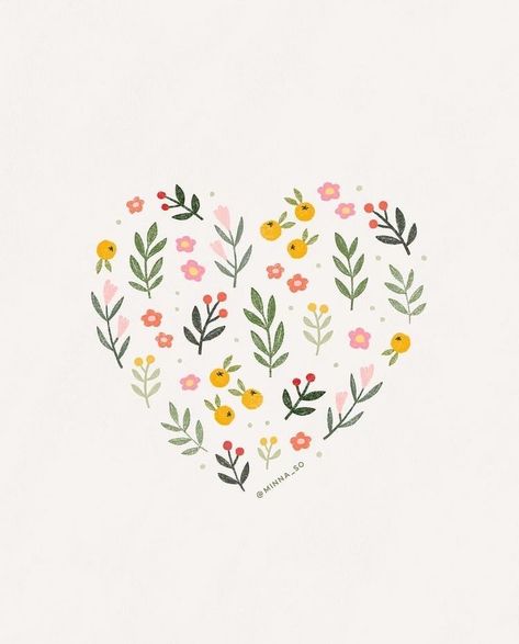 심플한 그림, Valentines Illustration, Let Love Grow, May Designs, Pola Sulam, Flower Illustration, Floral Illustrations, Pottery Painting, Cute Illustration