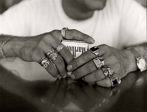 Miami Beach in the early 90s - in pictures Mens Chunky Rings, Men With Rings Aesthetic, Chunky Rings Men, Men With Rings, Miami Beach Photography, Crowded Street, Rings Men, Hollywood Beach, Men Rings