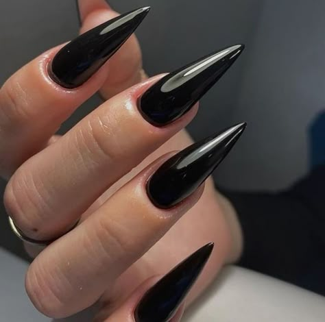 Acrylic Nails Stiletto, Black Stiletto Nails, Black Acrylic Nails, Gothic Nails, Goth Nails, Edgy Nails, Grunge Nails, Colored Acrylic Nails, Her Nails