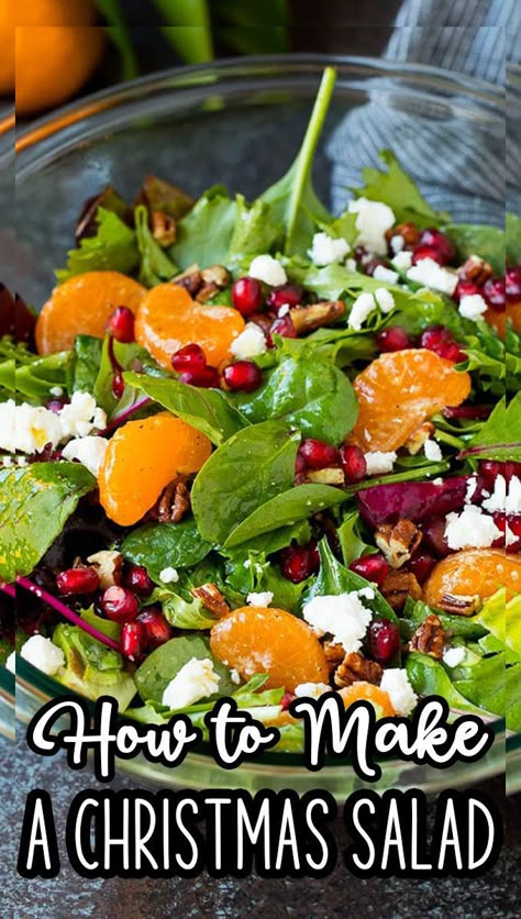 Green Veggie Side Dishes, Sides For Christmas Dinner, Sides For Christmas, Christmas Salad Recipes, Christmas Salad, Salads For A Crowd, Christmas Salads, Green Salad Recipes, Pomegranate Salad