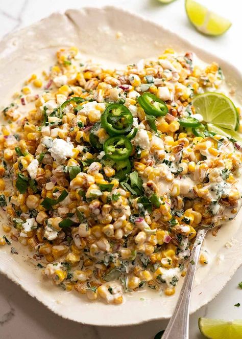 Mexican Corn Salad Hamburger Enchiladas, Recipe Tins, Specialty Salads, Mexican Corn Salad Recipe, Charred Corn Salad, Recipe Tin Eats, Tin Eats, Mexican Salad Recipes, Corn Salad Recipe