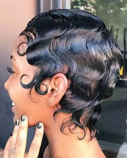 Layered Pixie Cut, Finger Waves Short Hair, Finger Wave Hair, Finger Wave, Finger Waves, Drawing Hair, Pin Curls, Pixie Styles, Hairstyle Tutorial