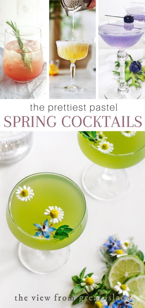 Colorful spring cocktails Pastel Cocktails, Breakfast Beverages, Easter Cocktail Recipes, Easy Spring Cocktails, Easter Drink, Easter Cocktails, Spring Drink, Spring Cocktails Recipes, Winter Drink