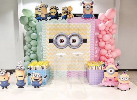 Pink Minion Birthday Party, Minion Girl Party, Girl Minion Birthday Party, Purple Minion Decorations, 4 Minions, Purple Minion Party, Minion Birthday Party Backdrop, Minion Girl, Girl Minion