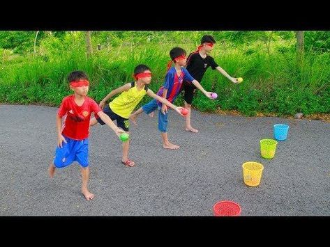 Kids plays blindfold throws ball into the basket - Song for children - YouTube | English games for kids, Kids playing, Gym games for kids Outdoor Games For Preschoolers, Children's Day Activities, Preschool Outdoor Activities, English Games For Kids, Playgroup Activities, Survivor Games, Gym Games For Kids, Sports Activities For Kids, Camp Games