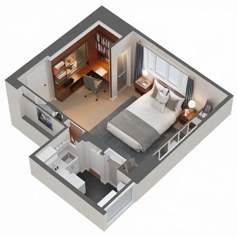 Studio Home Layout, Dividing Studio Apartment, Unique Apartment Floor Plans, Two Room Apartment Layout, Tiny Japanese Apartment Floor Plans, Studio Layout Ideas Floor Plans, Small Apartment Floor Plans Studio Apt, Studio Plans Layout, 20x20 Floor Plan Tiny Homes