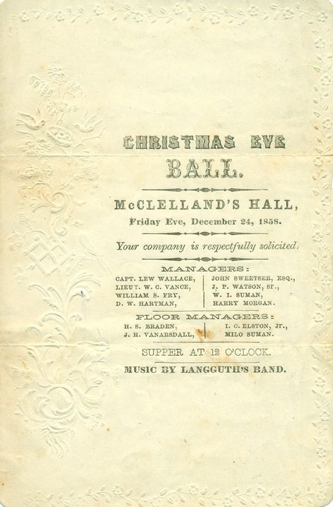 Victorian Ball Invitation, Campfire Christmas, Victorian Dance, Victorian Party, Ball Invitation, Dance Cards, December Morning, Cold December, Victorian Ball