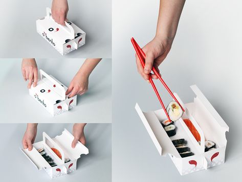 O'bento Japanese Restaurant on Behance Japanese Food Packaging Design, Bento Japanese, Japanese Food Packaging, Sushi Box, Japan Snacks, Takeaway Packaging, Food Box Packaging, Food Menu Design, Food Branding