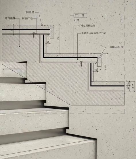 Facebook Staircase Nosing Detail, Stairs Plan Drawing, Railing Detail Drawing, Staircase Detail Drawing, Steps Design Interior Stairs, Stair Detail Drawing, Tile On Stairs, Stair Handrail Ideas, Stairs Detail