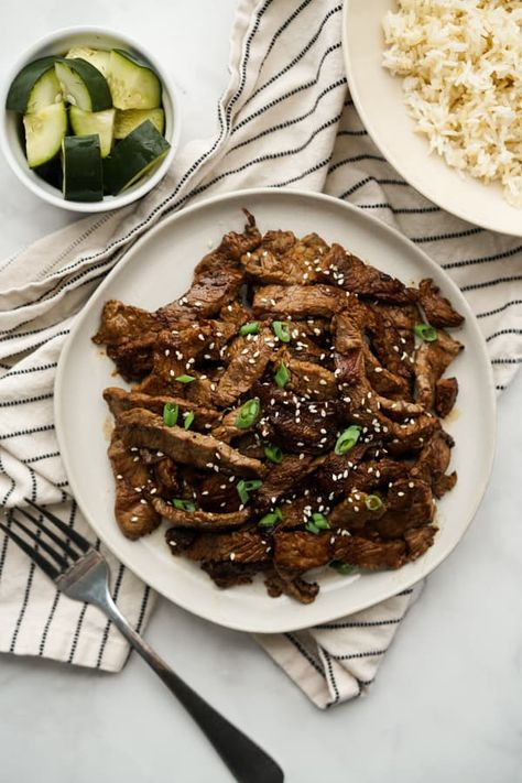 Beef Bulgogi (Easy Korean BBQ Beef Recipe) - Joyous Apron Bulgogi Aesthetic Korean, Beef Aesthetic, Korean Bbq Marinade, Joyous Apron, Bulgogi Marinade, Korean Bulgogi, Korean Bbq Beef, Korean Bbq Restaurant, Bbq Marinade