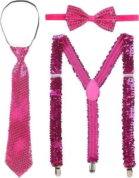 Sequin Bow Tie & Suspenders & Tie Set, Men's and Women's Suspender Y Back Suspender Sequin Bow Tie Sequin Tie (Pink) : Amazon.ca: Clothing, Shoes & Accessories Sequin Bow Tie, Bowtie And Suspenders, Pink Amazon, Suspenders For Women, Sequin Bow, Tie Set, Suspenders, Bow Tie, Sequin