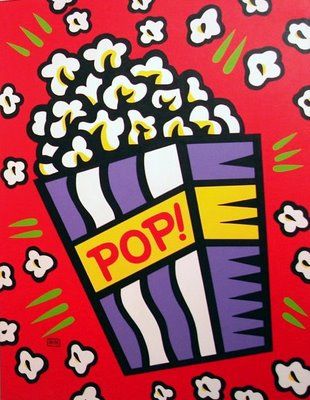 Pop Art Heart, British Pop Art, Popcorn Paint, Pop Art Popcorn, Pop Art Everyday Objects, West Coast Pop Art Experimental Band, Burton Morris, Color Wheel Design, Silk Screen Art