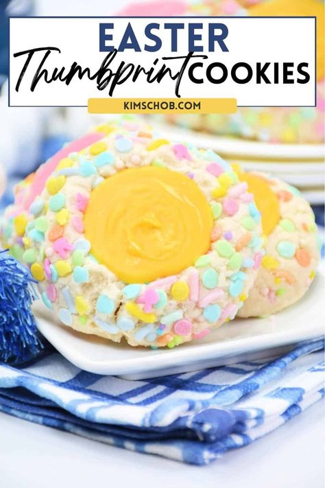 Sprinkle Thumbprint Cookies, Easter Thumbprint Cookies, Easter Cupcakes Easy, Jelly Cookies, Thumbprint Cookies Recipe, Homemade Frosting, Spring Cake, Spring Cookies, Kinds Of Cookies