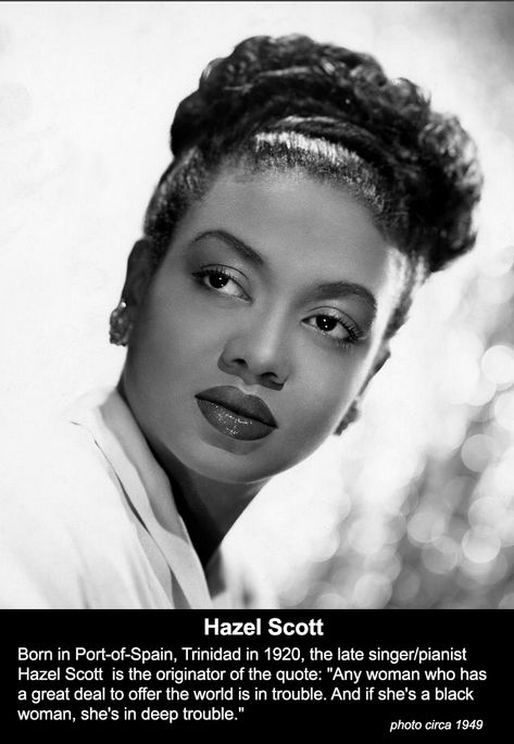 What Ever Happened to Hazel Scott? Hazel Dorothy Scott, June 11, 1920 – October 2, 1981, was a Trinidadian-born jazz and classical pianist, singer and actor; she also performed as herself in several films Hazel Scott, Hyung Tae Kim, Phyllis Hyman, Idda Van Munster, African American History Facts, Black Fact, Vintage Black Glamour, Black Hollywood, October 2