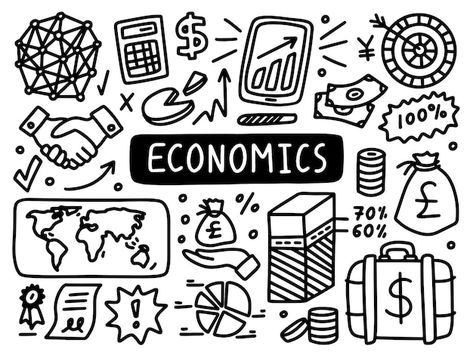 Vector economics business doodle line se... | Premium Vector #Freepik #vector #business #business-doodle #strategy #illustration Pinboard Ideas, Economics Notes, Economics Project, Boarders Designs For Projects, File Decoration Ideas, Book Art Projects, School Book Covers, Business Fonts, Banner Drawing