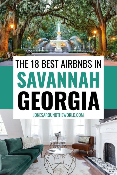 If you love going to new and unique places, you definitely have to put Savannah, Georgia at the top of your bucket list! The city’s charm comes from the oak trees that dot the squares, cobblestoned blocks with striking antebellum mansions, historic churches, and beautiful parks. It’s romantic yet sinister, old but still charming. Savannah is just different, and there’s no better way to experience than staying in a wonderful Airbnb Savannah rental! #savannah #georgia #travel #airbnb #wheretostay Savannah Georgia Bachelorette Party, Savannah Georgia Vacation, Savannah Georgia Travel, Savannah Hotels, Travel Georgia, Best Airbnb, Georgia Vacation, Historic Savannah, Downtown Savannah