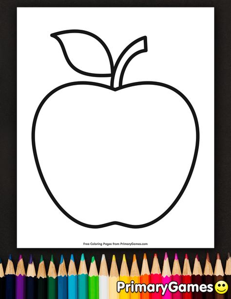 Fruits Outline Pictures, Apple Color Sheet, Apple Stencils Free Printable, Apple Outline Drawing, Apple Outline Printable, Embroidery Pictures Drawing, Apple Pattern Printable, Apple Drawing Kids, Apple Template Free Printable