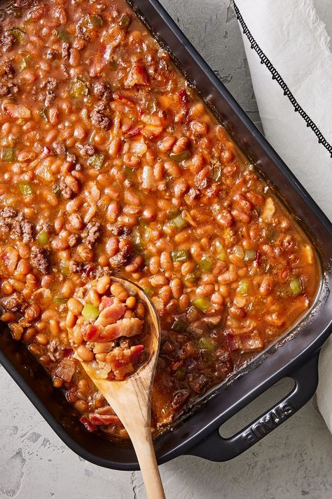 Southern Baked Beans Million Dollar Baked Beans Southern Living, Southern Baked Beans, Canned Baked Beans, Baked Bean Recipes, One Pot Dishes, Soups Stews, Grandmas Recipes, Picnic Food, Southern Cooking