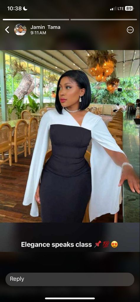 Nice Gowns For Ladies, Black Corporate Dress Classy, Black Dinner Outfit Classy, Graduation Fit Ideas, Materials Dress Styles, Dress Combination For Women, Dress For Convocation Ceremony, Outfits For Convocation Ceremony, Black Asoebi