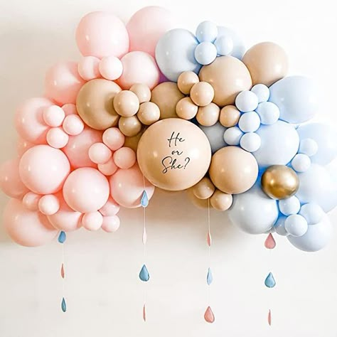 Gender Reveal Decorations Diy, Small Balloons, Gender Reveal Balloons, Balloon Display, Gender Reveal Party Decorations, Diy Balloon, Gender Reveal Decorations, Baby Gender Reveal Party, Baby Gender Reveal