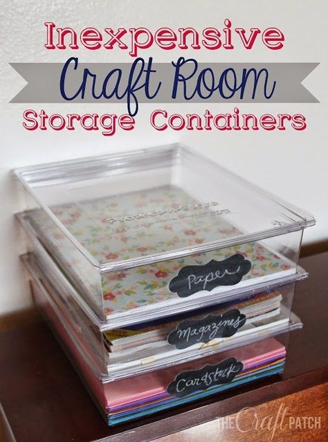 Inexpensive Craft Room Storage – Scrap Booking Craft Storage Ideas, Scrapbook Storage, Scrapbook Organization, Inexpensive Crafts, Dream Craft Room, Craft Room Design, Sewing Room Organization, Scrapbook Room, Ideas Craft