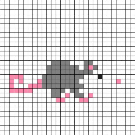 Possum Perler Beads, Opossum Perler Beads, Possum Alpha Pattern, Opossum Pixel Art, Possum Cross Stitch Patterns, Possum Pixel Art, Possum Perler Bead Pattern, Raccoon Perler Bead Pattern, Beaded Possum