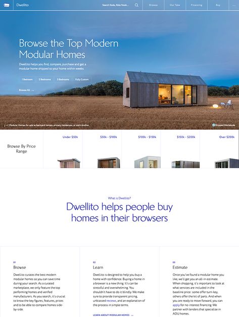 Explore the top Modular Homes of 2019 for sale. Dwellito is a modular home marketplace featuring over 45 modern Prefab designs. Browse by design, floorplan, bedroom count, price range, and more. Travel Landing Page, Real Estate Landing Pages, Modular Homes For Sale, Modern Modular Homes, Landing Page Design Inspiration, Best Landing Page Design, Landing Page Examples, Best Landing Pages, Modular Home