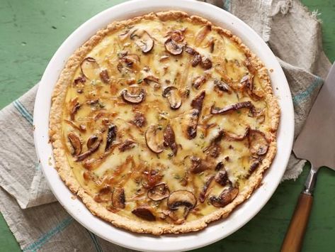 Caramelized Onion, Mushroom and Gruyere Quiche with Oat Crust Recipe | Ellie Krieger | Food Network Gruyere Quiche, Best Quiche Recipes, Oat Crust, Best Egg Recipes, Onion Quiche, Mushroom Quiche, Mushroom Recipe, Caramelized Onion, Quiche Recipes