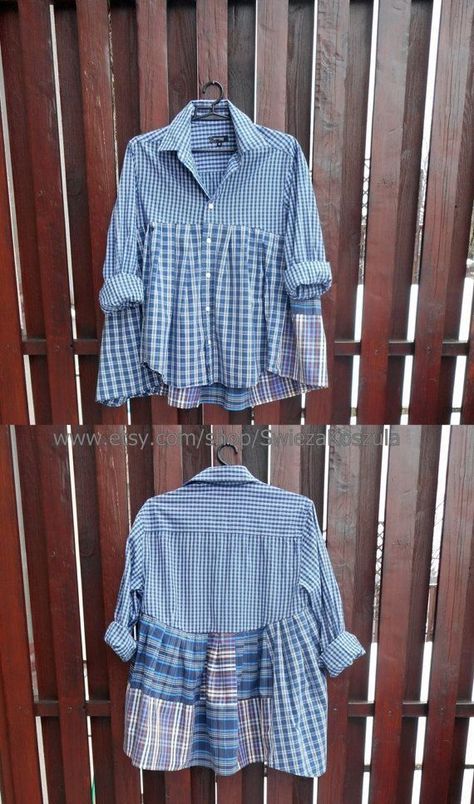 Flannel Shirt Refashion, Ropa Upcycling, Recycled Shirts, Mens Shirt Refashion, Clothing Upcycle, Look Grunge, Patchwork Clothes, Upcycle Clothes Diy, Creative Clothes