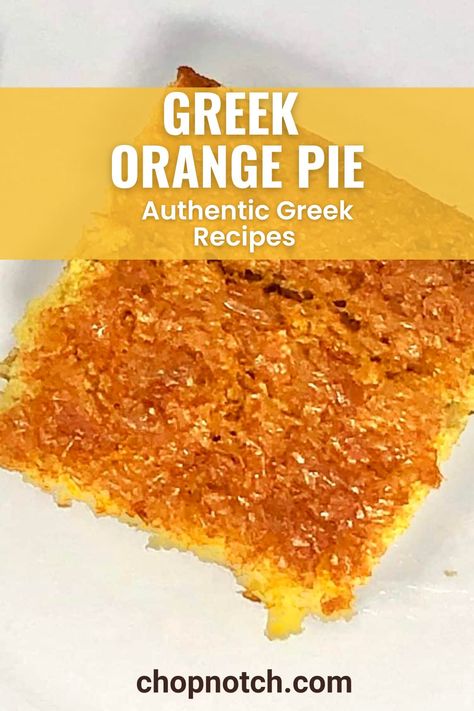 This Greek Orange Pie is authentic Greek recipes and so easy dessert to make at home. This moist, citrus-infused Greek orange pie topped with exquisite syrup brings a Mediterranean flavor to your table. Want something different for dessert tonight? This recipe only has about 15 minutes of prep time and is bound to be a hit! This pie pairs the zesty appeal of citrus with a kiss of vanilla and phyllo pastry for a tasty dessert everyone will love. #EasyPie #GreekRecipes #GreekDesserts #EasyDesserts Phyllo Pastry Recipes Dessert, Greek Orange Pie Recipe, Orange Pie Recipe, Greek Orange Pie, Greek Pumpkin Pie, Portokalopita Recipe, Portokalopita Orange Cakes, Traditional Greek Orange Cake, Fancy Pies