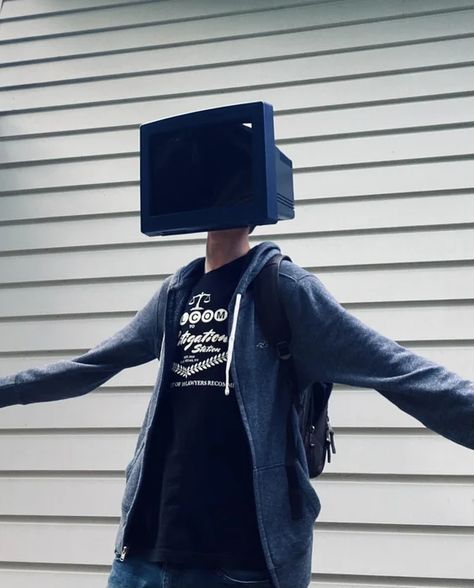 Tv Head Costume, Object Head, Crt Tv, Human Character, Object Heads, New Halloween Costumes, Tv Head, Auto Body Shop, Photography Collage