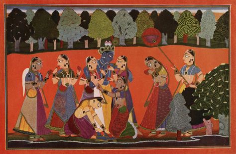 Basahli Painti Radha Art, Indian Miniature Paintings, Living Room Tapestry, Bhagavata Purana, Indian Miniature, Mughal Art, Indian Painting, Miniature Paintings, Framed Postcards