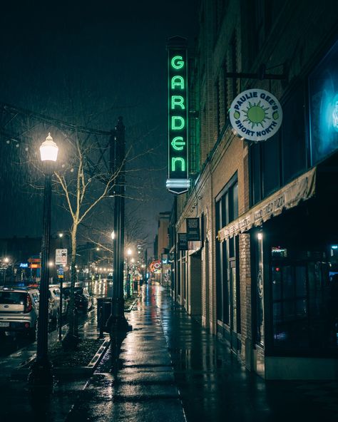 Garden neon sign at Short North Stage at night, Columbus, Ohio Columbus Ohio Aesthetic, Ohio Aesthetic, Columbus Short, Rail Transport, Hotel Motel, White Car, Posters Framed, City Car, Columbus Ohio