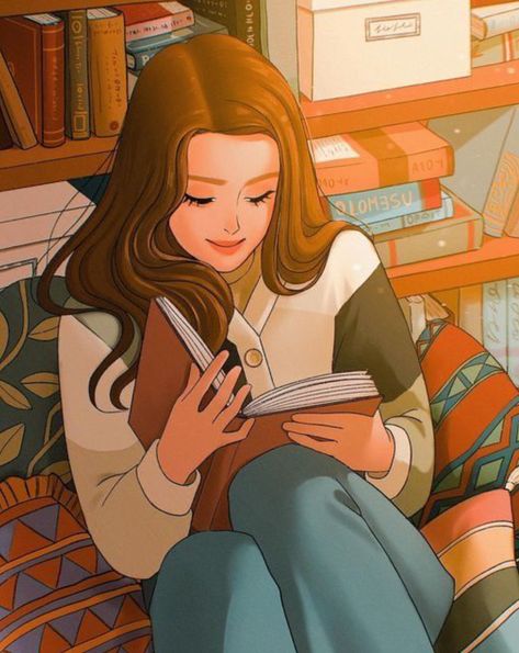 Reading Books Illustration, Girl Reading Book, Reading Art, Illustration Art Girl, Girly Art Illustrations, Girl Reading, Girls Illustration, Dreamy Art, Girls Cartoon Art