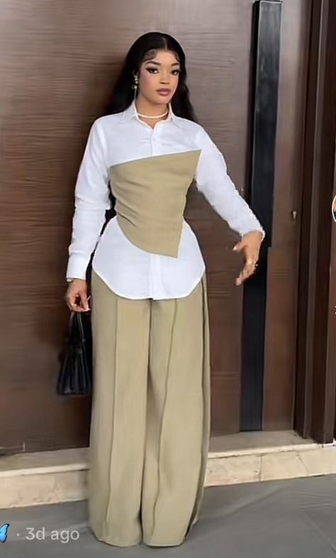 Classy Outfits Office Wear, Fancy Travel Outfits, Pasta Making Class Outfit, Corporate Wears For Ladies, Classy Slacks Outfit Women, Formal Teenage Outfits, Asymmetrical Top Outfits, Fashionable Business Attire For Women, Minimalist Corporate Attire