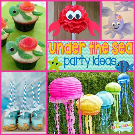 Under the Sea Party Ideas For Kids or Adults Party 10.4.10/45a Ocean Party Ideas, Under The Sea Party Ideas, Under The Sea Party Decorations, Sea Party Decorations, Underwater Birthday, Underwater Party, Under The Sea Decorations, Sea Party Ideas, Ocean Theme Birthday