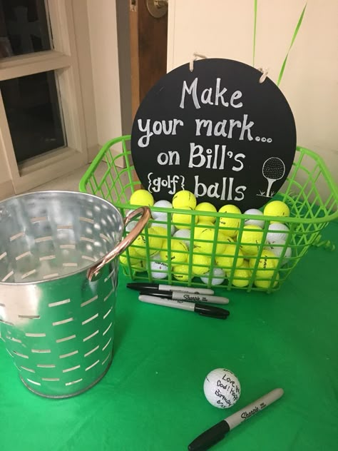 Golf themed party decorations and gMes Golf Themed 80th Birthday, 50th Birthday Party Golf Theme, Birthday Golf Tournament, Golf Birthday Decorating Ideas, Mens Golf Theme Party, Golf Decorating Ideas Party Diy, Graduation Golf Theme, Masters Golf Themed Party, Men’s Golf Theme Party