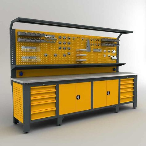 Metal Heavy Duty Steel Garage Tool Cabinet With Pegboard - Buy Storage Cabinet,Workshop Desk,Drawer Cabinet Product on Alibaba.com Workshop Desk, Garage Workbench Plans, Industrial Workbench, Industrial Workshop, Garage Design Interior, Garage Workshop Organization, Tool Storage Cabinets, Cool Garages, Classic Furniture Design